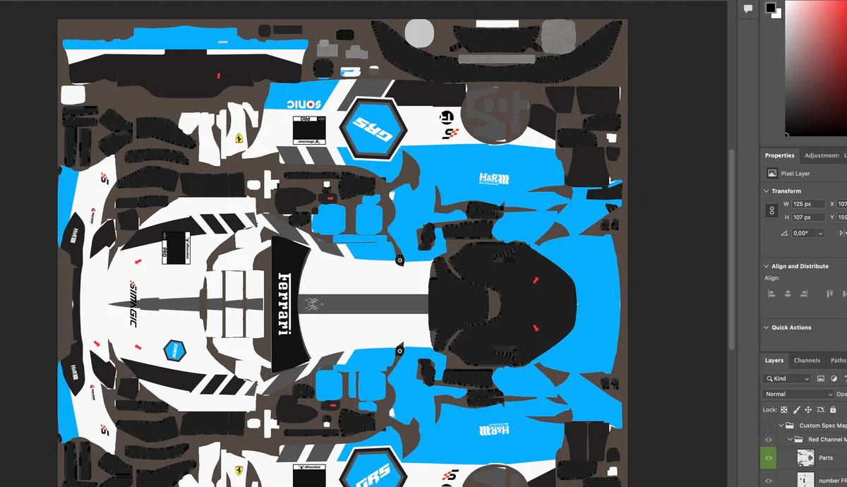 Project GRS custom Ferrari GT3 livery design in Photoshop